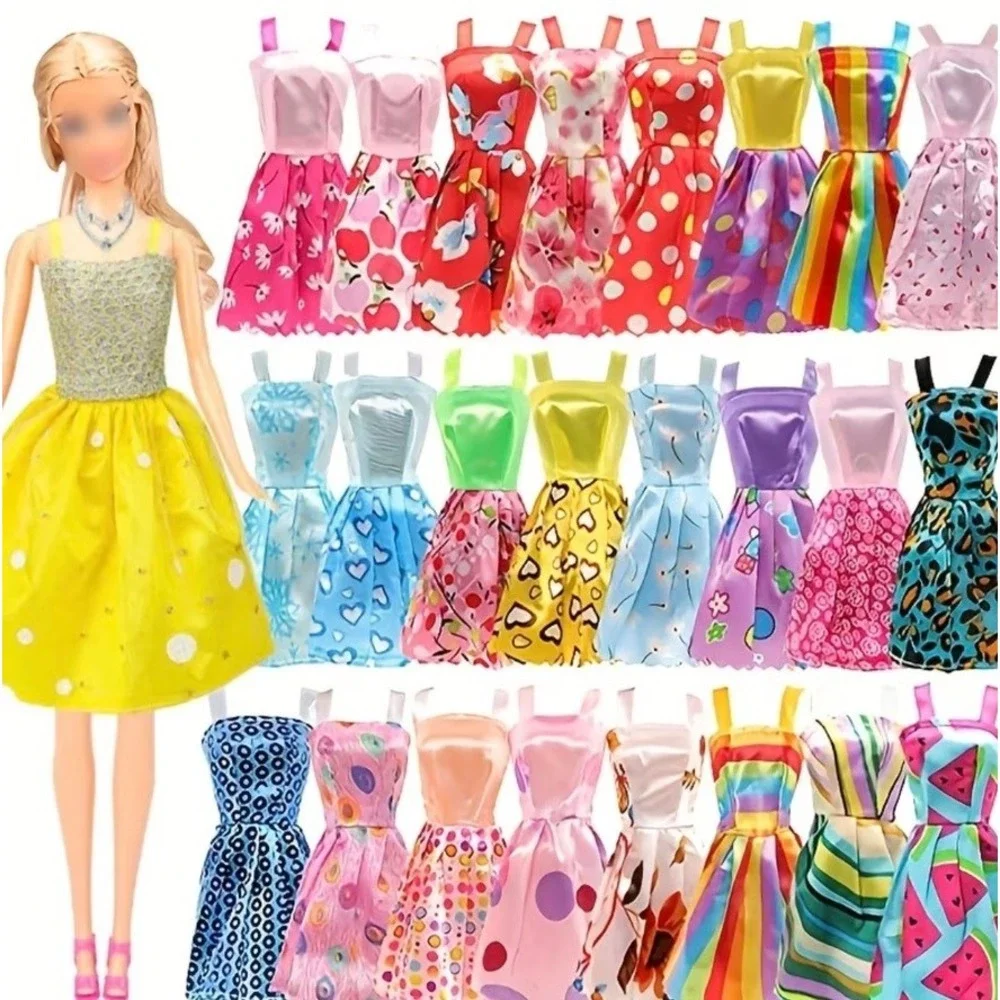 47 Piece Set Fashion Doll Clothing Barbie Style Outfits Accessories Dress Up Lot